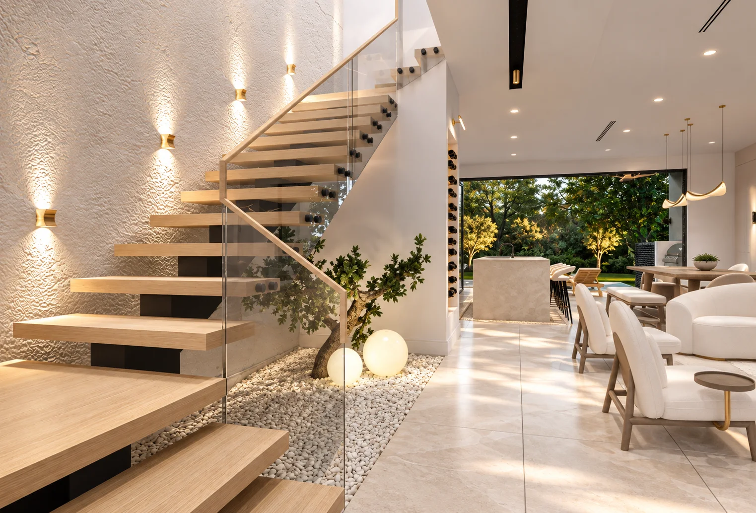 NOVA entry with open-riser stair