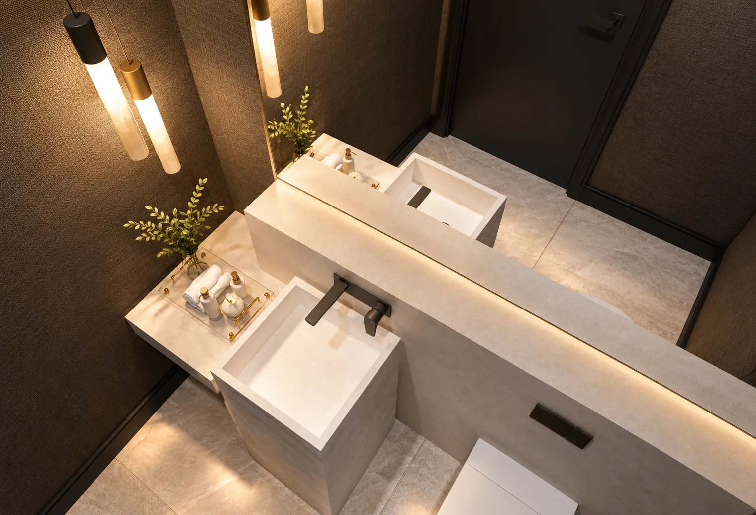 Darker secondary bathroom
