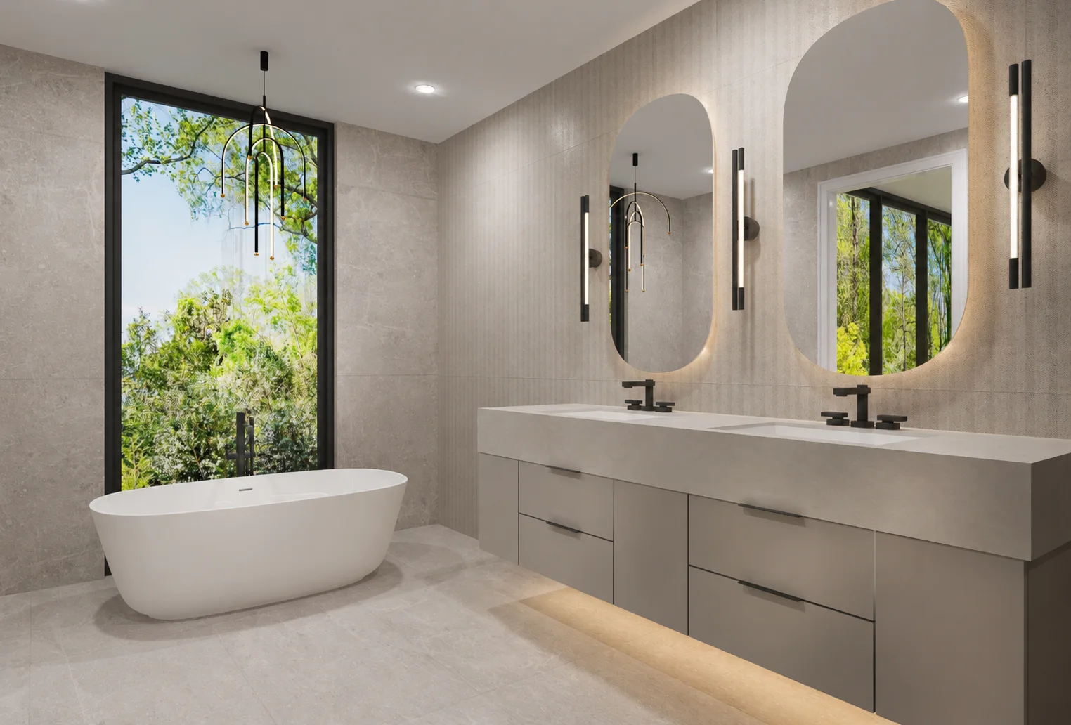 Primary ensuite with freestanding tub