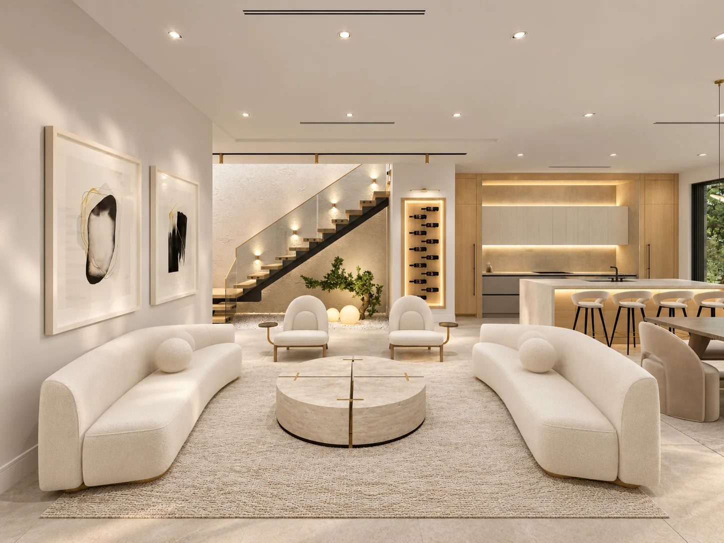 NOVA living room with curved seating